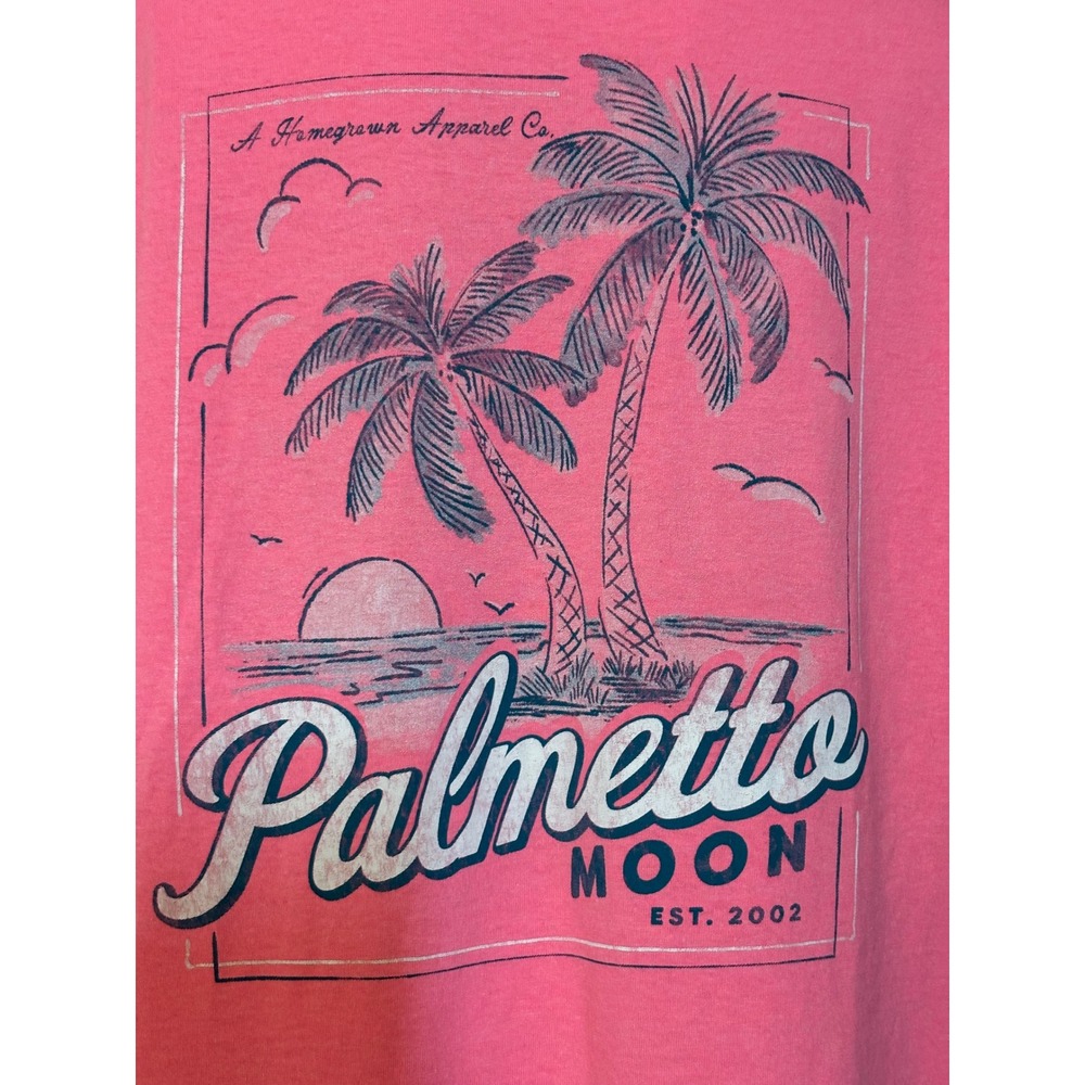 Palmetto‎ Moon Graphic T-Shirt XL Pink Beach Palm Tree Adult EUC Cotton blend